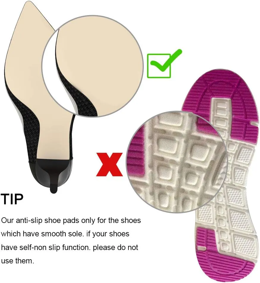 12PCS Non-Slip Shoe Pads for Bottom of Shoes, Premium Rubber Self Adhesive Anti-Slip Shoe Grips Stickers, High Heels Non-Skid Sole Protector