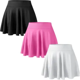 3 Pack Women Pleated Tennis Skirts with Pockets Shorts High Waisted Mini Skater Skirts for Workout Running