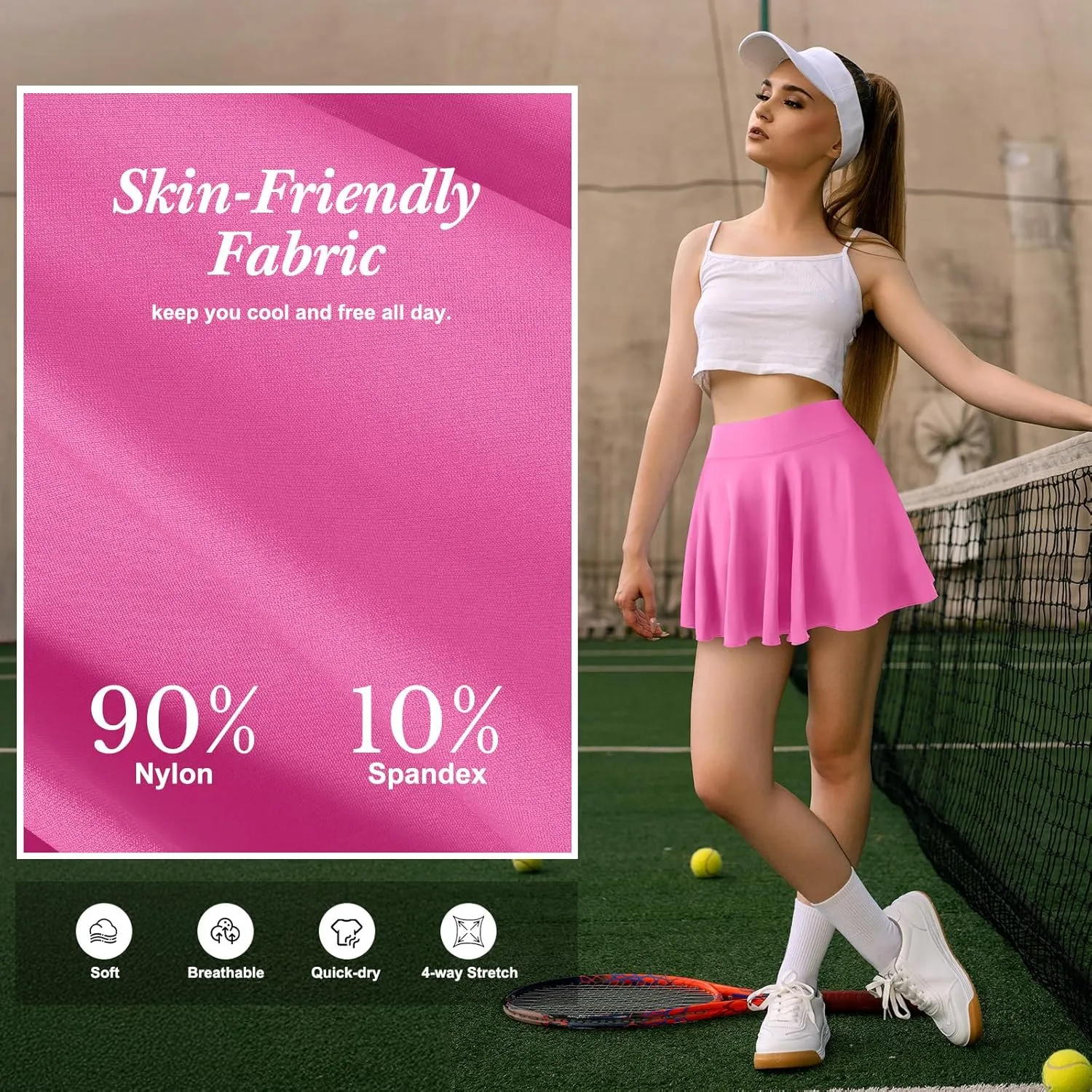 3 Pack Women Pleated Tennis Skirts with Pockets Shorts High Waisted Mini Skater Skirts for Workout Running