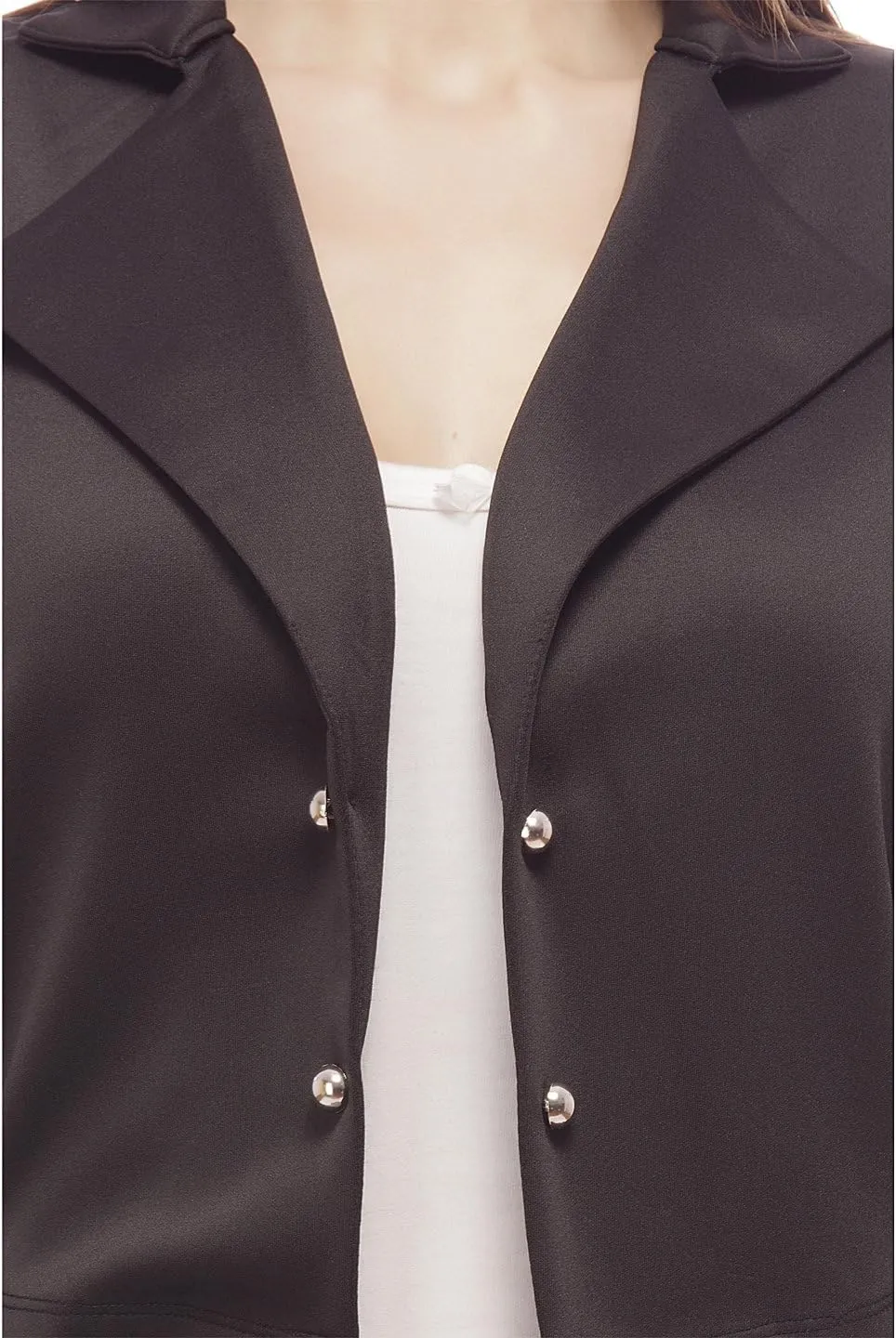 AOL Women's Regular Fit Open Neck Cropped Blazer