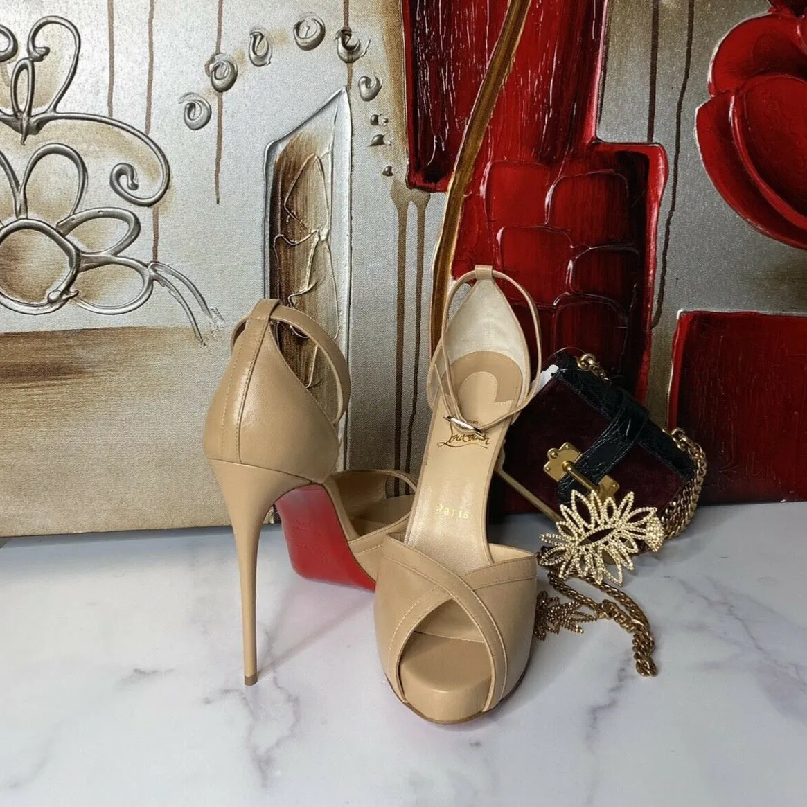 Authentic CHRISTIAN LOUBOUTIN Sandal Platform Very Cathy NEW Size 39 1/5 (9.5)