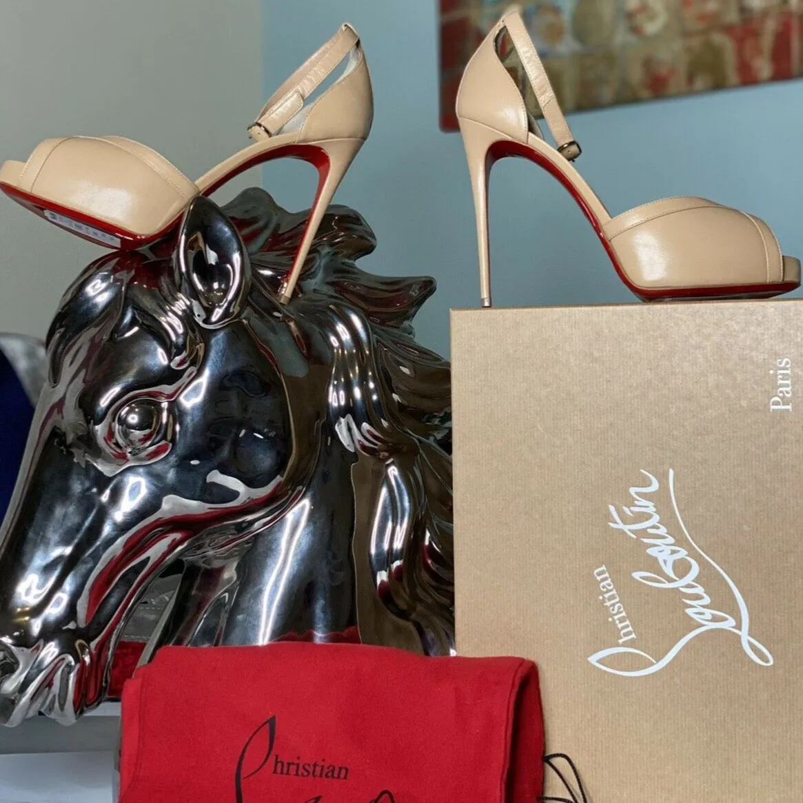 Authentic CHRISTIAN LOUBOUTIN Sandal Platform Very Cathy NEW Size 39 1/5 (9.5)