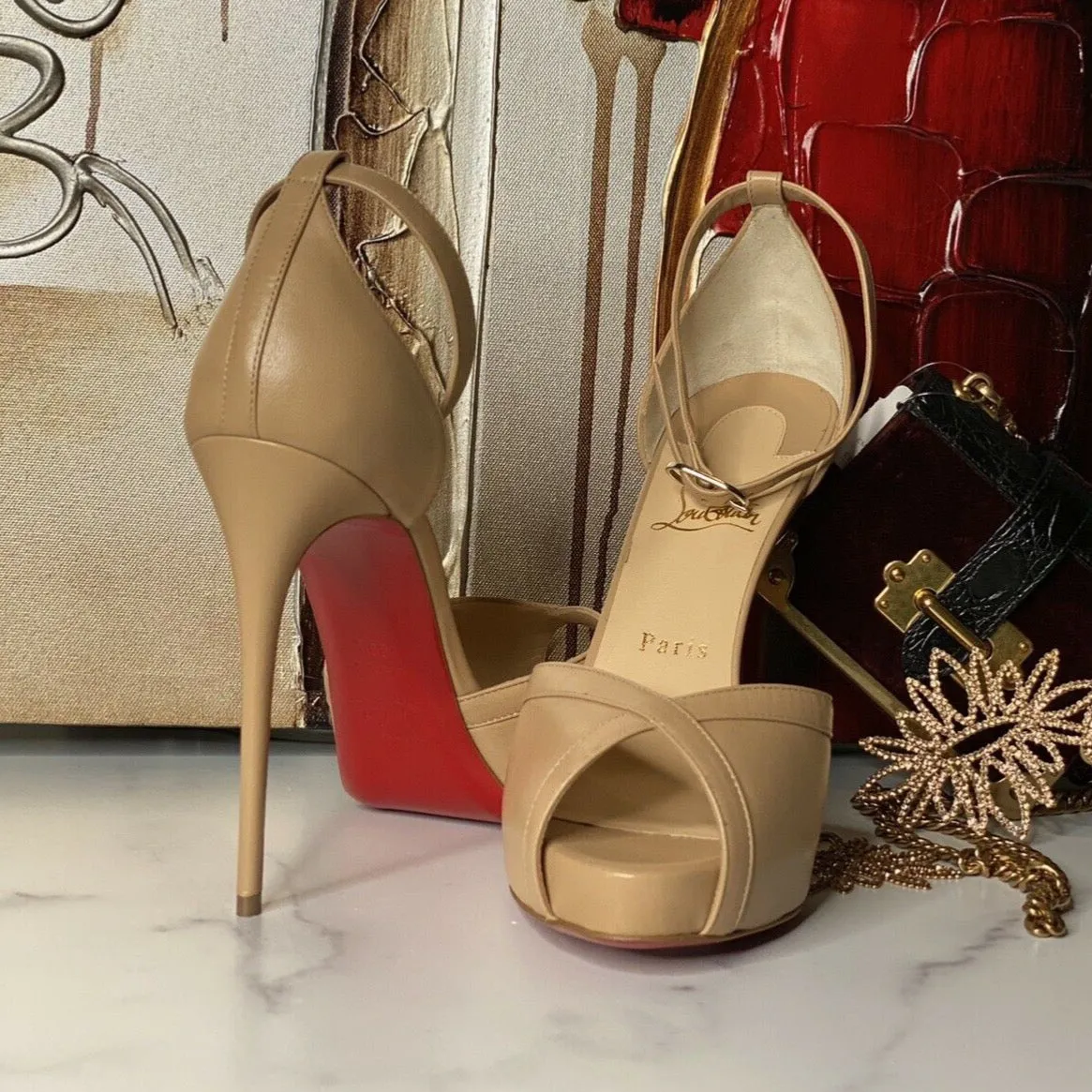 Authentic CHRISTIAN LOUBOUTIN Sandal Platform Very Cathy NEW Size 39 1/5 (9.5)