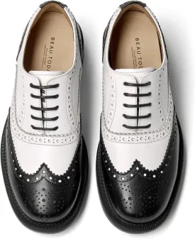 BEAU TODAY Women's Oxfords Dress Shoes, Leather Lace-Up Oxfords for Women, Comfortable Formal Cap Toe Business Casual Non Slip Office Driving Oxfords Shoes