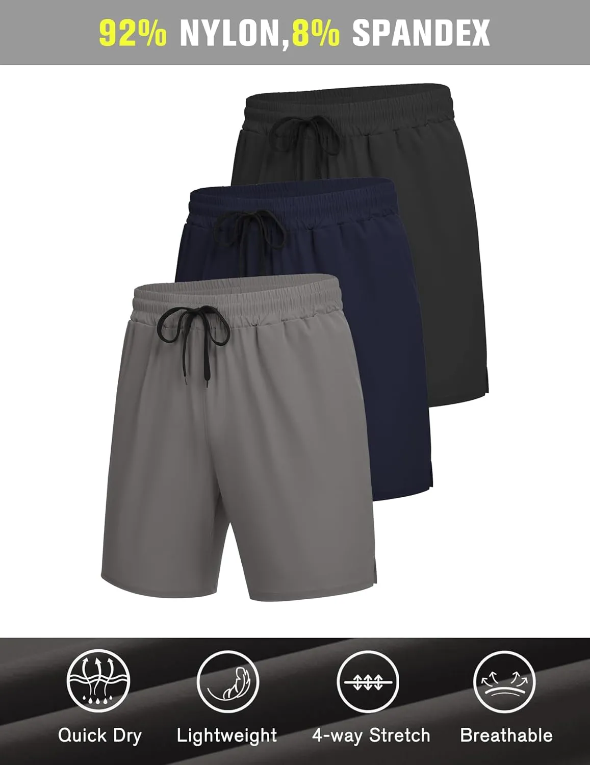 COOFANDY Men's 3 Pack Athletic Running Shorts Gym Workout Short Quick Dry Sports Short with Pockets