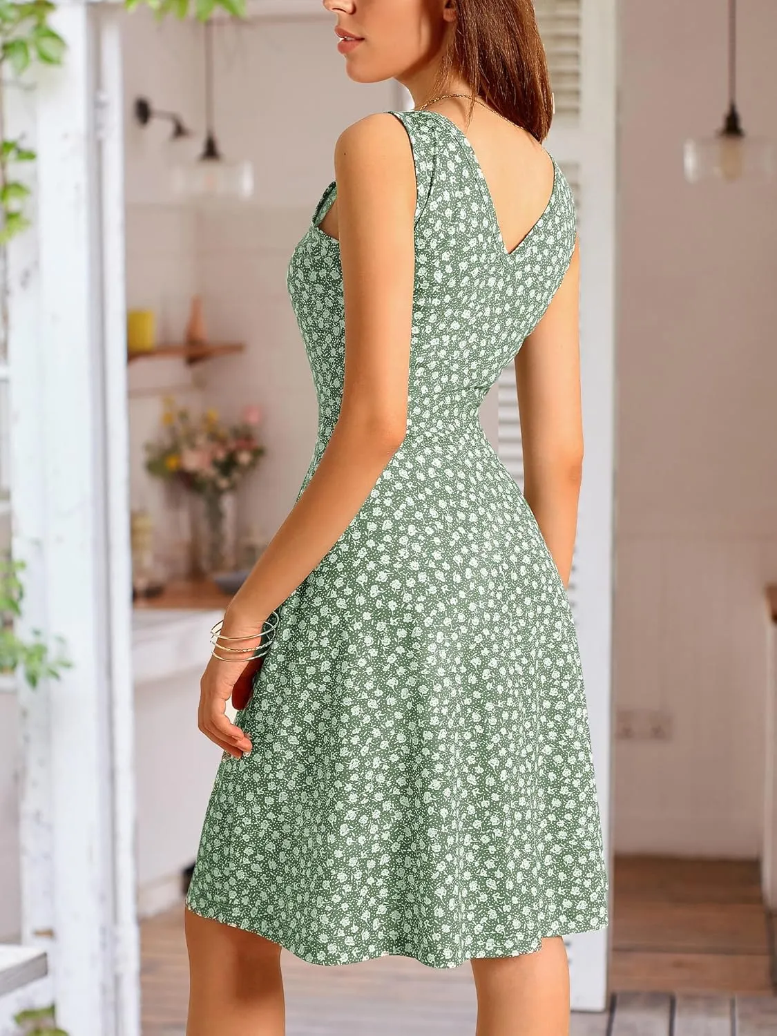 FENSACE Women's Sleeveless Floral Midi Dress Casual Tank Dress