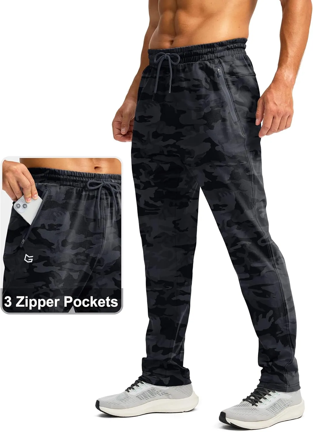 G Gradual Men's Fleece Lined Winter Pants with 3 Zipper Pockets Warm Athletic Joggers Workout Running Sweatpants for Men