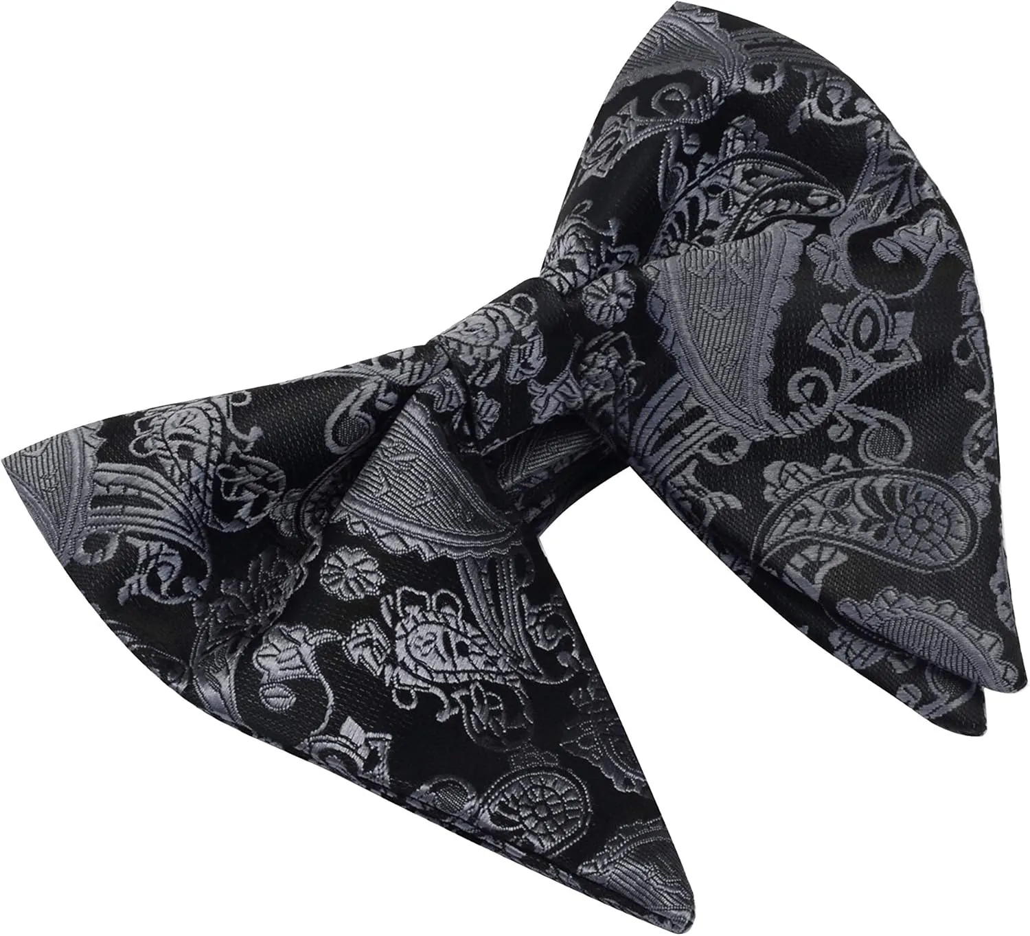 GUSLESON Fashion New Paisley Adjustable Pre-tied Big Bow Tie and Pocket Square Cufflink Set with Gift Box
