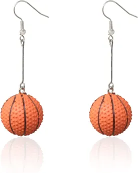 Honbay 1 Pair of 3D Sport Ball Earrings Exaggerated Personality Sports Style Earrings Basketball Dangle Drop Earrings Fans Players Gift for Sports Lovers