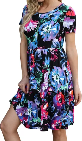 levaca Womens Summer Casual Dresses Beach Coverup Loose Short Sleeve T Shirt Dress 2025 Midi Outfit Sundress