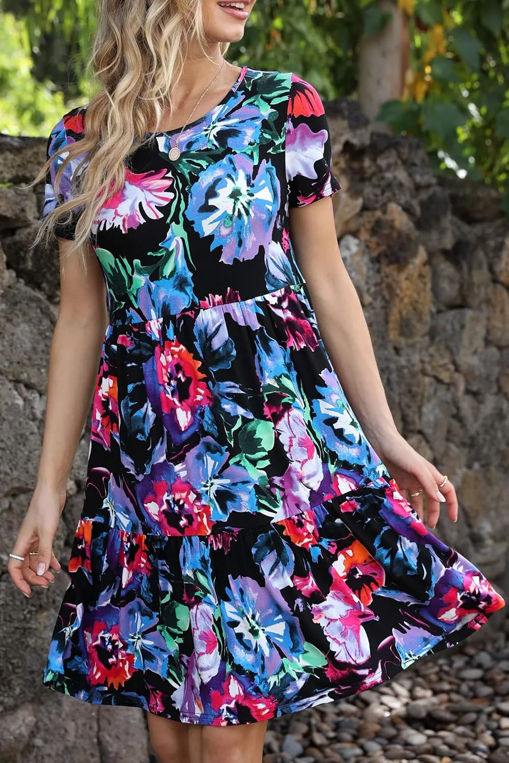 levaca Womens Summer Casual Dresses Beach Coverup Loose Short Sleeve T Shirt Dress 2025 Midi Outfit Sundress