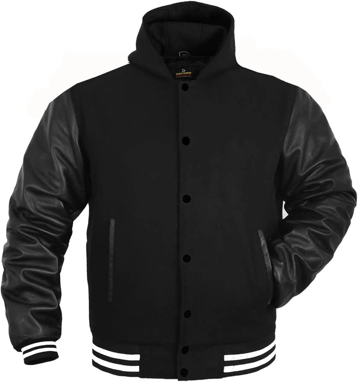 Men's Varsity Jacket Genuine Leather Sleeve and Wool Blend Letterman Boys College Varsity Jackets XS-5XL