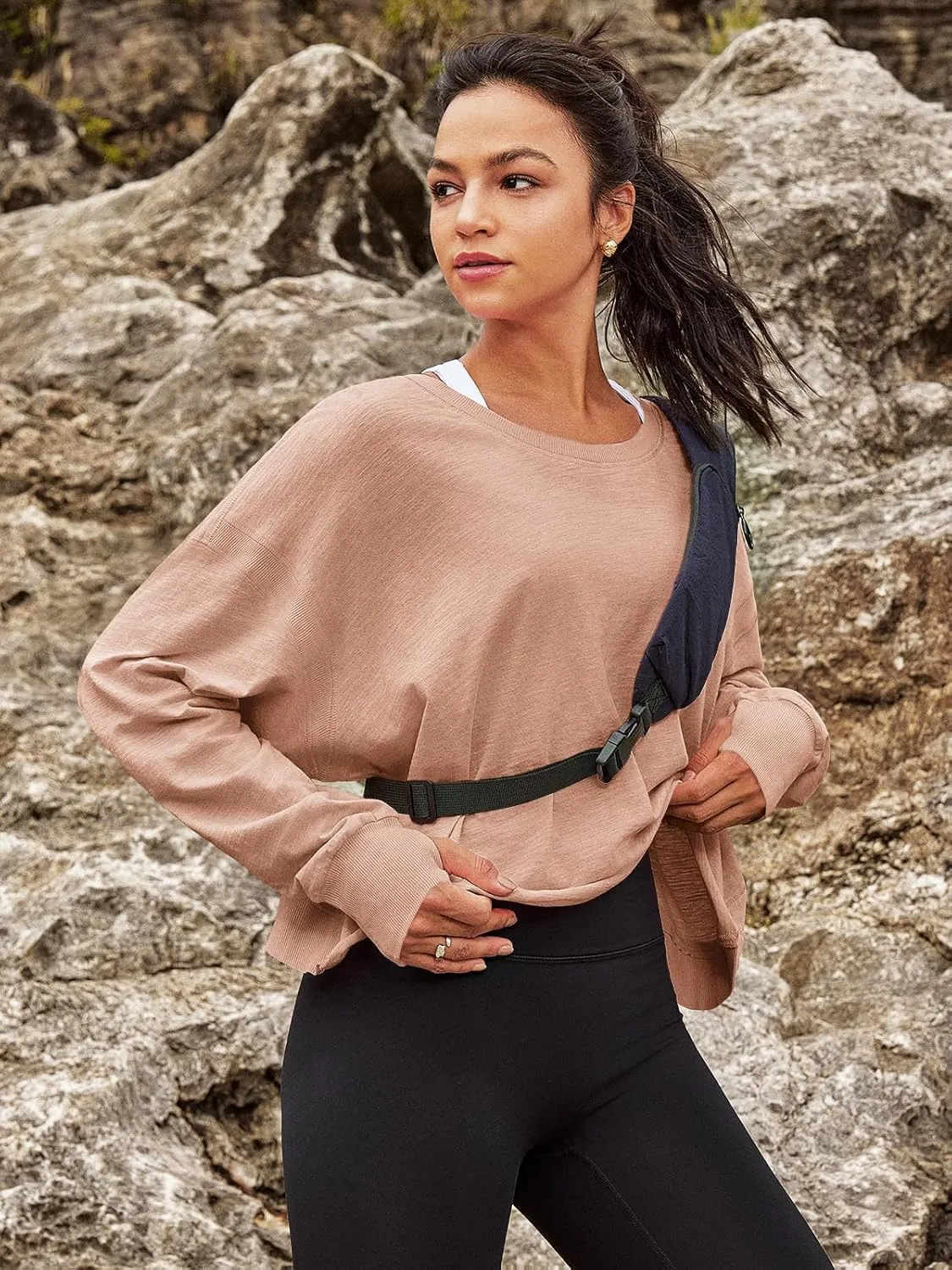 Panadila Womens Open Back Workout Top Long Sleeve Athletic Shirts Casual Crop Running Tee Y2k Yoga
