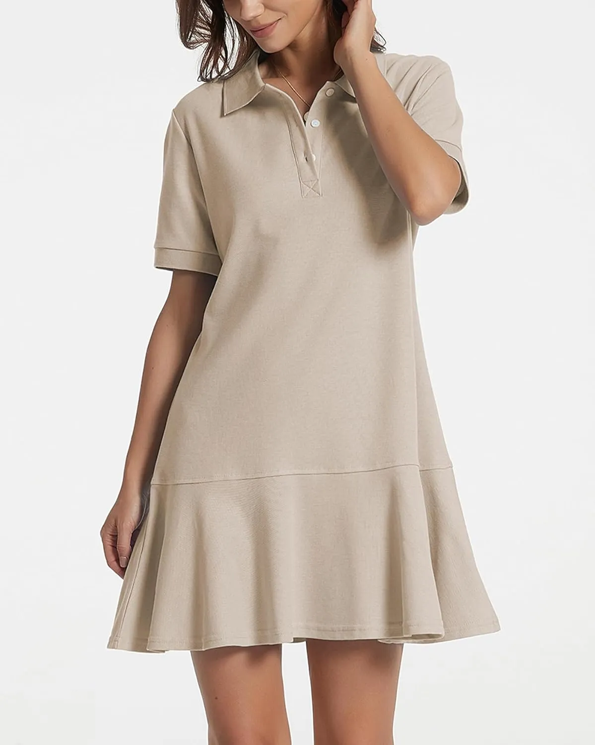 Polo Dress for Women Short Sleeve Ruffle Hem Golf Tennis Workout Dress Pleated Summer Mini Dresses