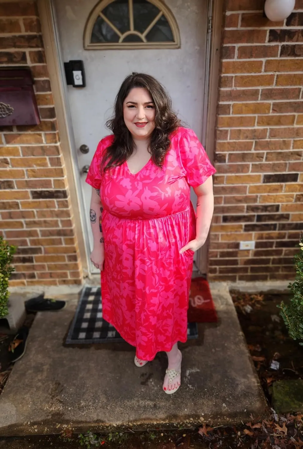 RITERA Plus Size Dresses for Curvy Women Summer Spring Womens Dress V Neck Short Sleeve Casual Dress with Pockets XL-5XL
