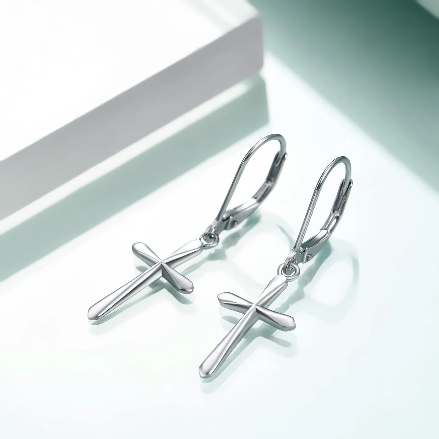 Rnivida 925 Sterling Silver Cross Dangle Drop Earrings for Women