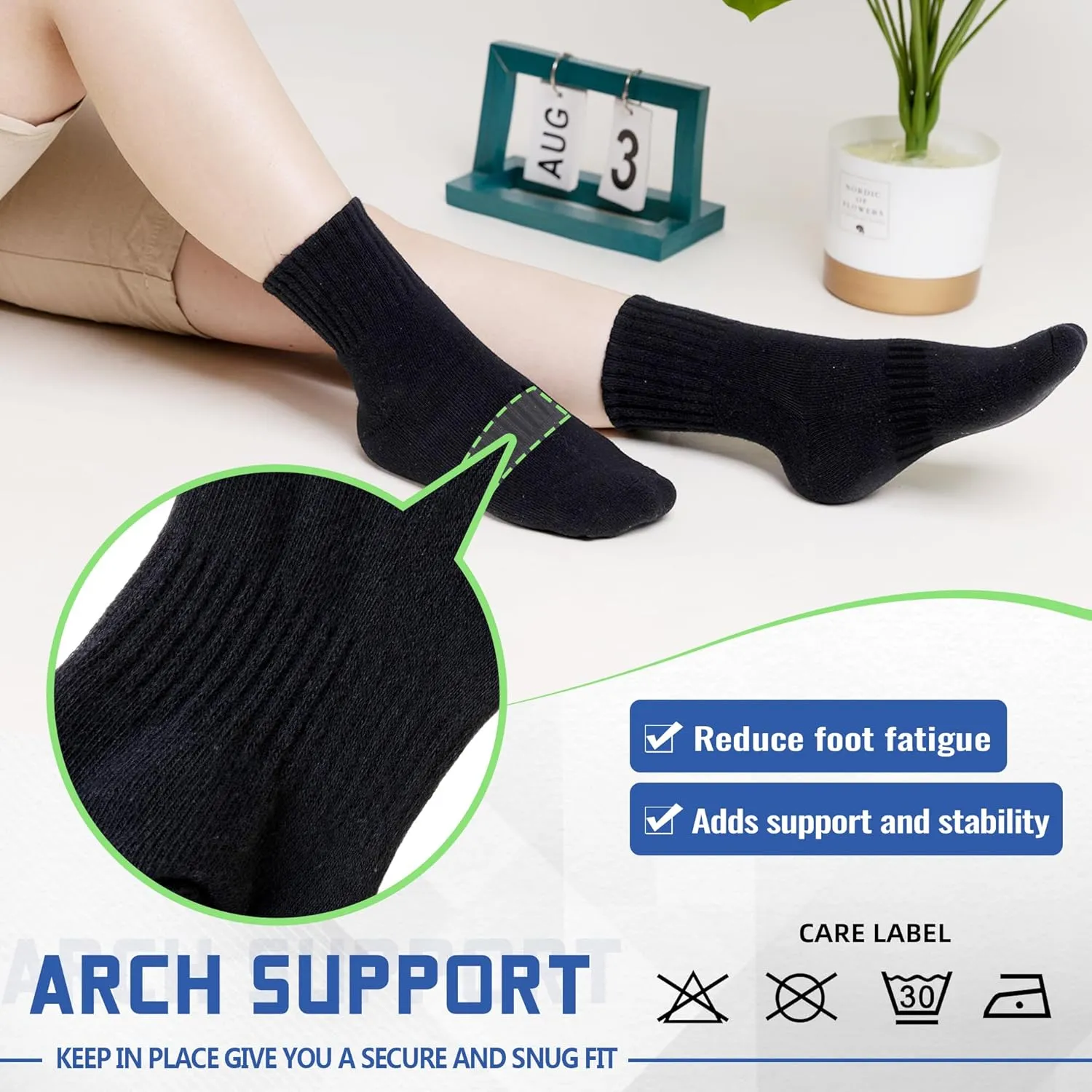 SeeyAN Kids Socks Boys Crew Athletic Half Cushioned Cotton Sport Running Arch Support Breathable Socks 6 Pairs
