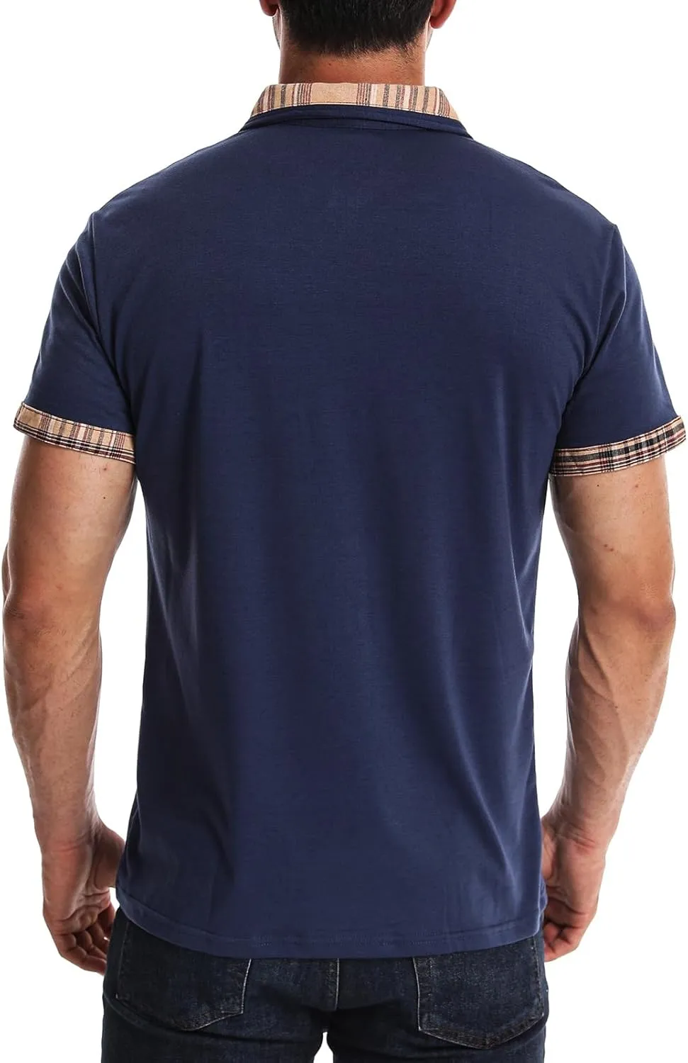 Suwangi Men's Polo Shirts Classic Button Basic Short Sleeve Shirt Casual Color Block Tees with Pocket Golf Stylish Tops