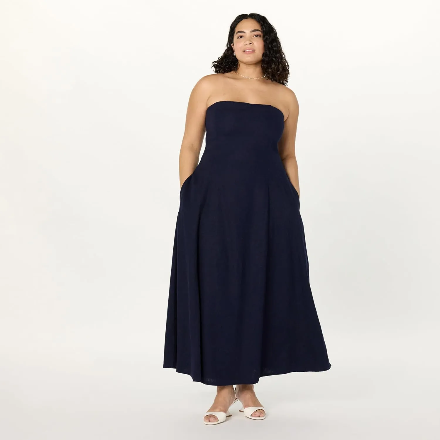 The Drop Women's Carlota Strapless Linen Maxi Dress