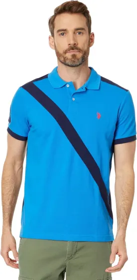U.S. POLO ASSN. Short Sleeve Slim Fit Sash Front Pique Knit Polo Shirt