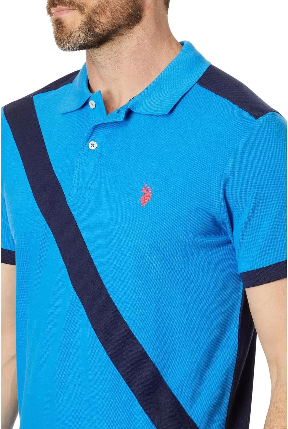 U.S. POLO ASSN. Short Sleeve Slim Fit Sash Front Pique Knit Polo Shirt