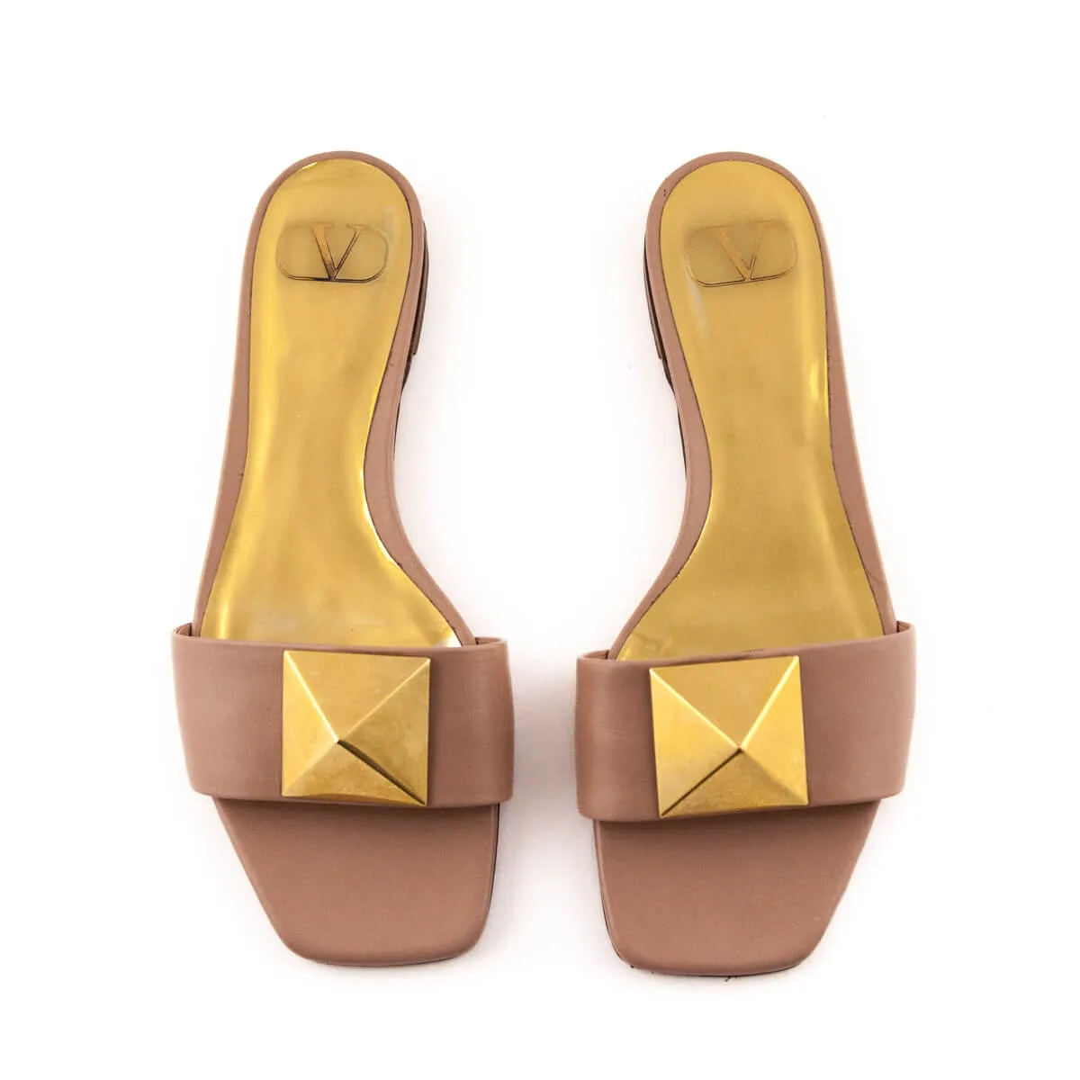 Valentino Nude One Stud Slide Sandals Size US 7 | EU 37
